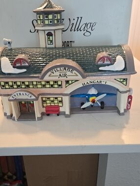 Vintage Snow Village "Airport" Handpainted Ceramic From Department 56